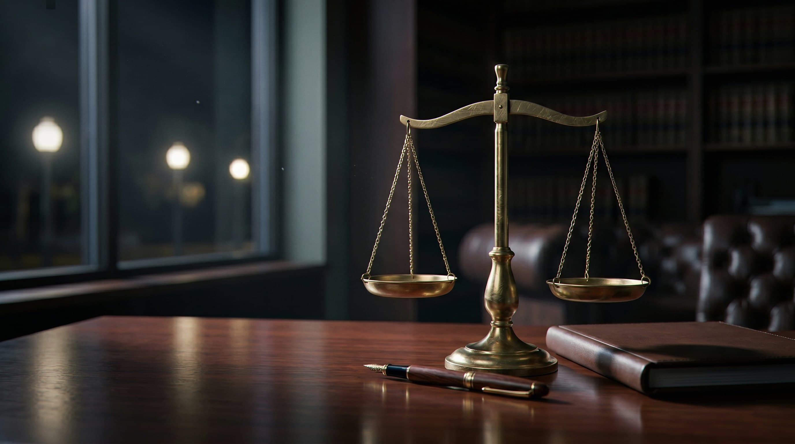 Scales of justice on desk