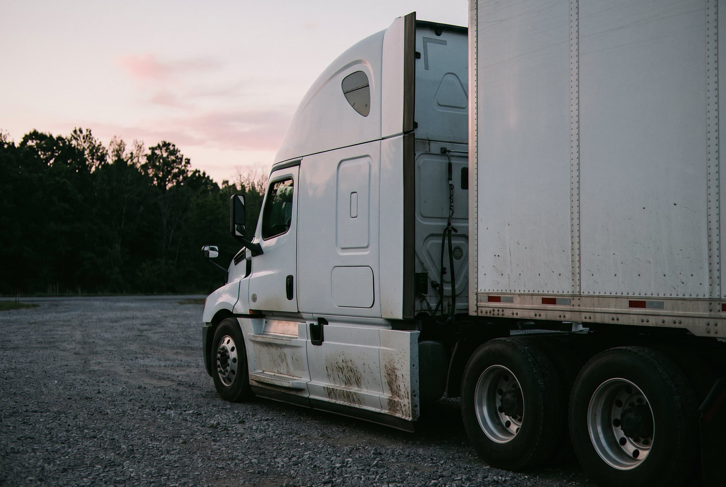 Commercial semi truck parked