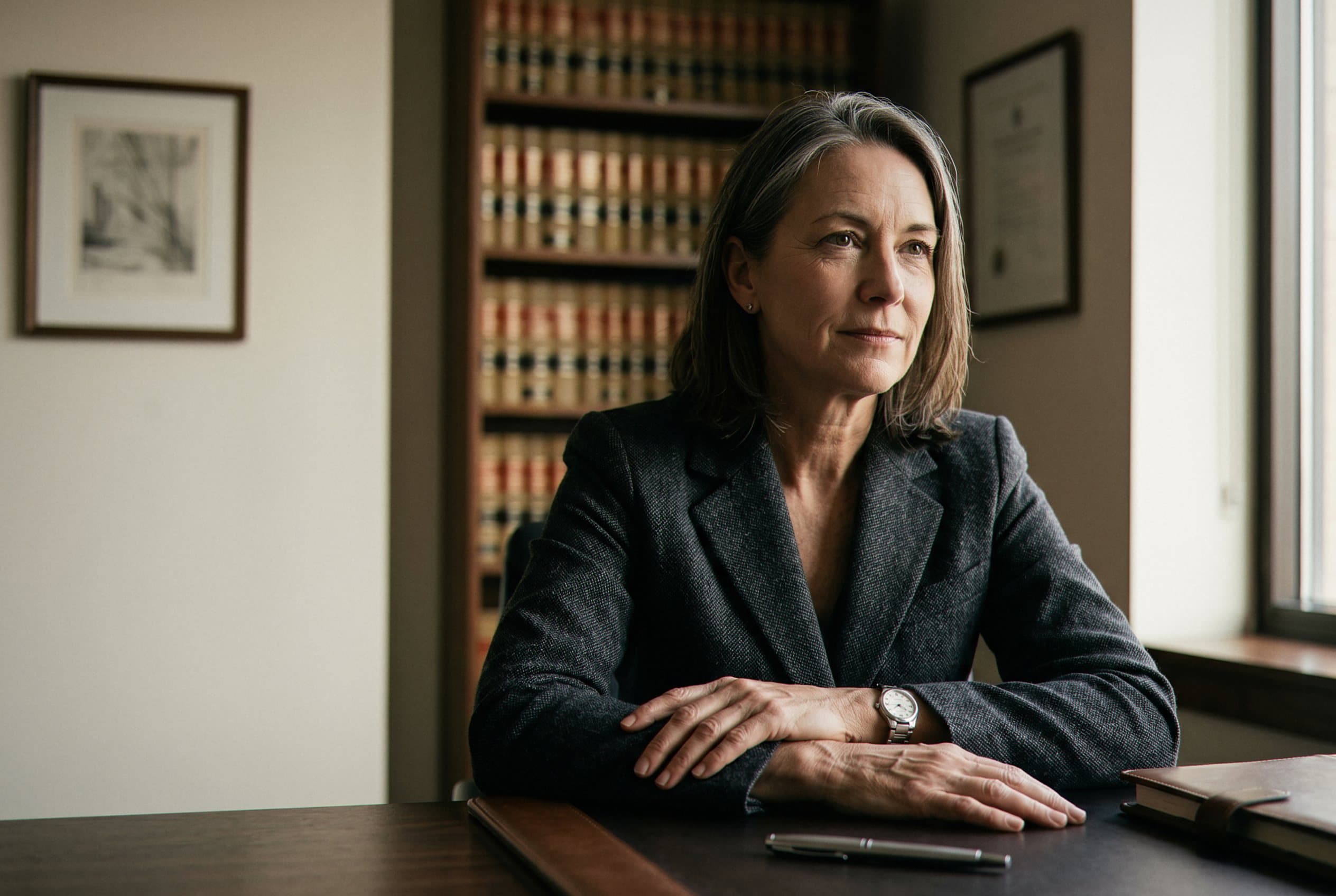 Attorney listening intently to client